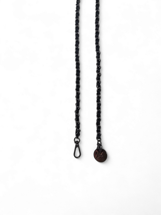 Telefoonketting | Vegan leer | Zwart/gunmetal